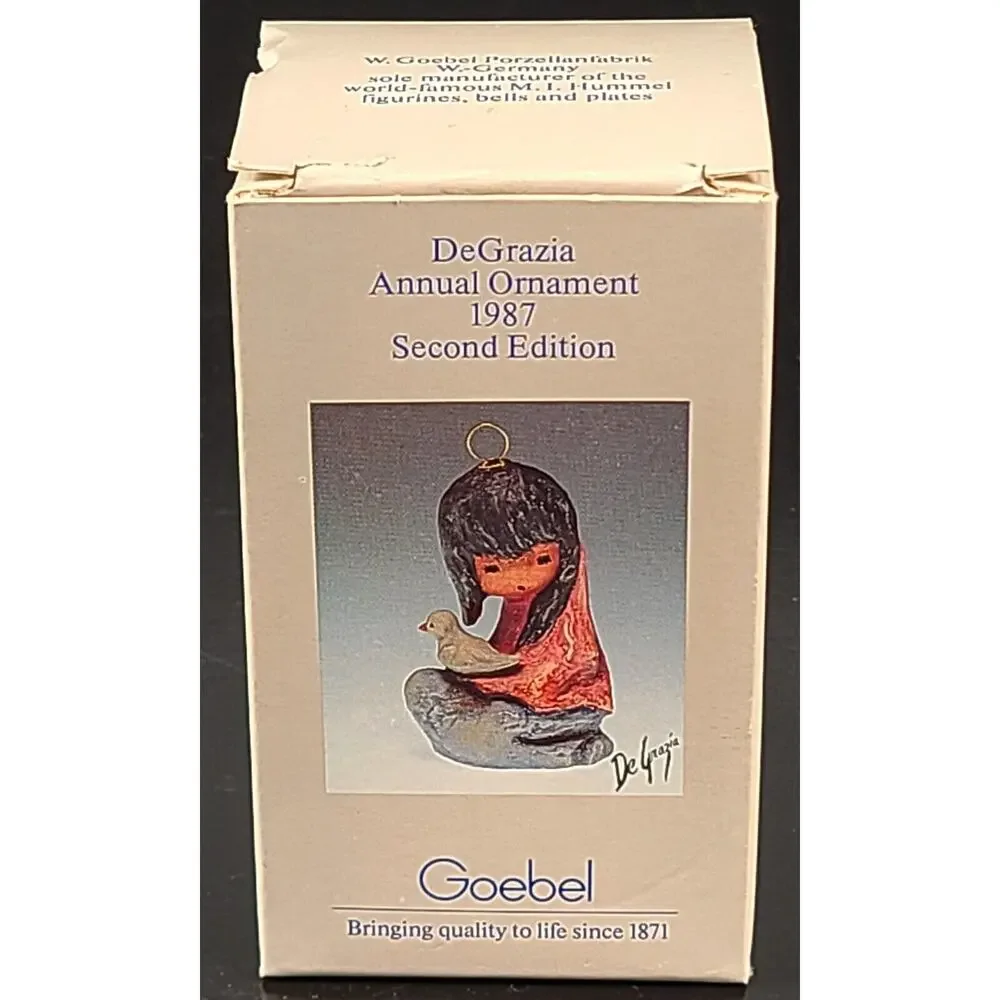VTG 1987 DeGrazia Goebel Girl White Dove Ceramic Christmas Ornament 2nd Edition